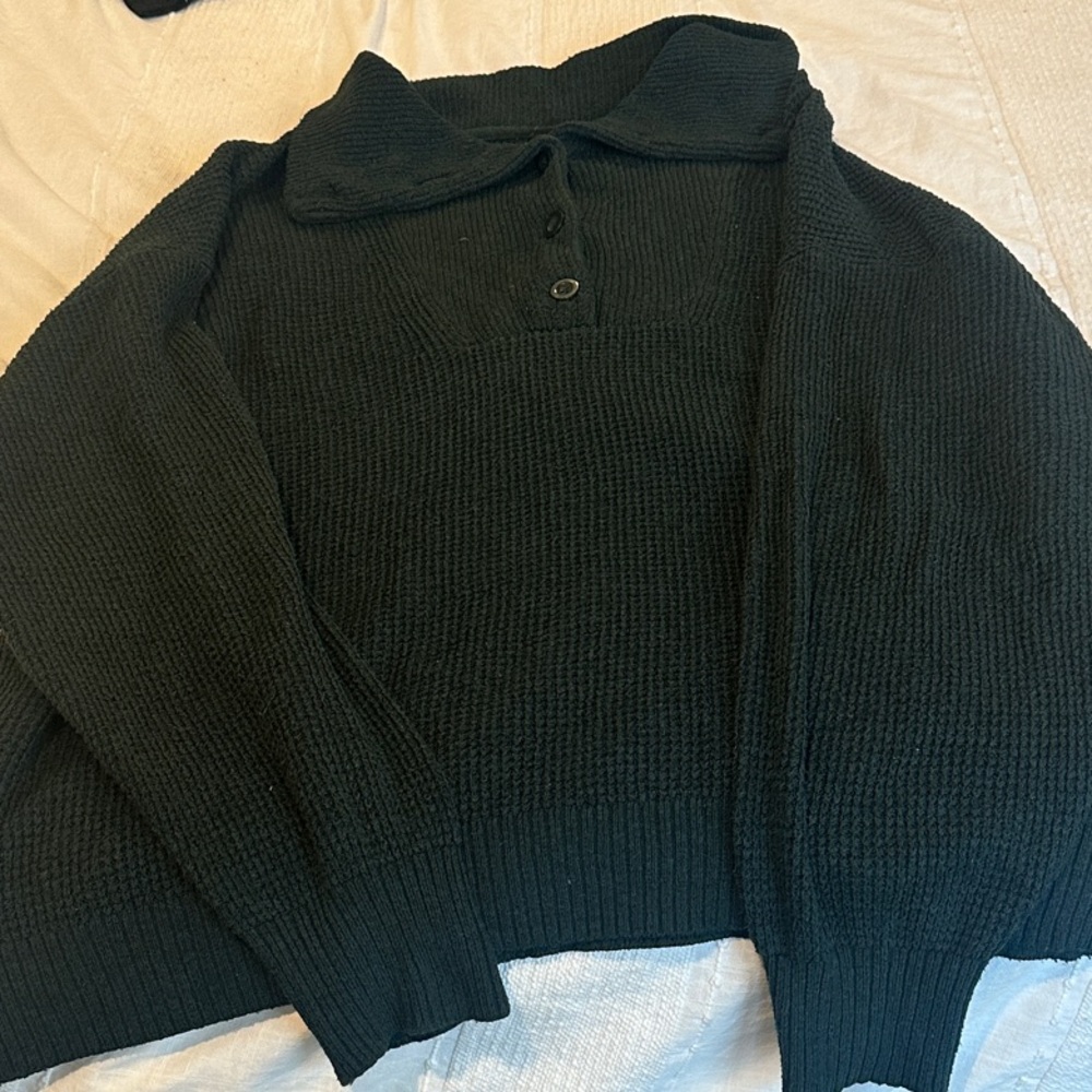 Aerie Deep Green Cowl Neck Sweater